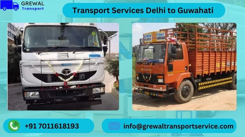 A truck carrying goods from Delhi to Guwahati on a highway.